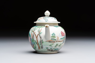 A Chinese famille rose 'Mythological Subject' teapot and cover, Qianlong