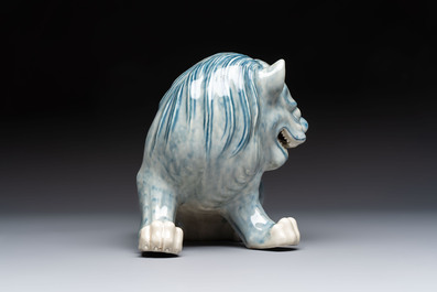 A Chinese blue and white mythical beast, 20th C.