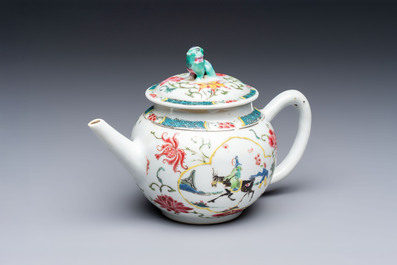 A Chinese famille rose 'Ta Xue Xun Mei 踏雪尋梅' teapot and cover, Yongzheng/Qianlong