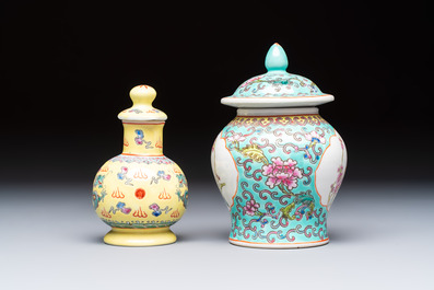 Ten Chinese famille rose and verte wares, Qianlong and Jing De Zhen 景德鎮 marks, 20th C.
