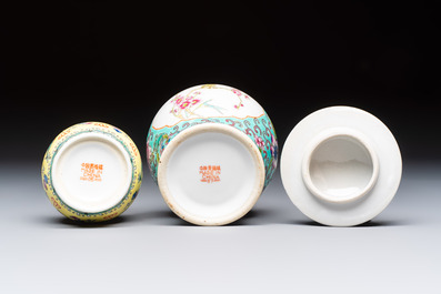 Ten Chinese famille rose and verte wares, Qianlong and Jing De Zhen 景德鎮 marks, 20th C.