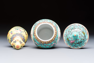 Ten Chinese famille rose and verte wares, Qianlong and Jing De Zhen 景德鎮 marks, 20th C.