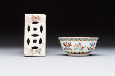 Ten Chinese famille rose and verte wares, Qianlong and Jing De Zhen 景德鎮 marks, 20th C.