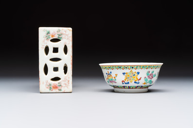 Ten Chinese famille rose and verte wares, Qianlong and Jing De Zhen 景德鎮 marks, 20th C.