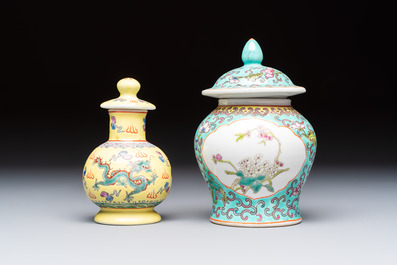 Ten Chinese famille rose and verte wares, Qianlong and Jing De Zhen 景德鎮 marks, 20th C.