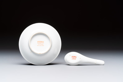 Ten Chinese famille rose and verte wares, Qianlong and Jing De Zhen 景德鎮 marks, 20th C.