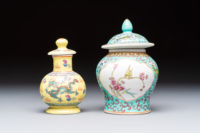 Ten Chinese famille rose and verte wares, Qianlong and Jing De Zhen 景德鎮 marks, 20th C.