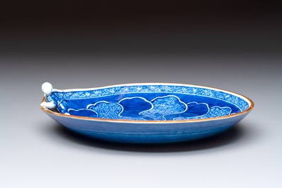 A Japanese blue and white plate, eight cups, and two gilt-lacquered porcelain cups, 19/20th C.