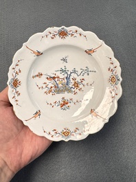 An unusual and very fine polychrome Dutch Delft Kakiemon-style lobed dish, early 18th C.