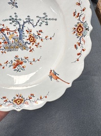 An unusual and very fine polychrome Dutch Delft Kakiemon-style lobed dish, early 18th C.