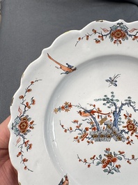 An unusual and very fine polychrome Dutch Delft Kakiemon-style lobed dish, early 18th C.