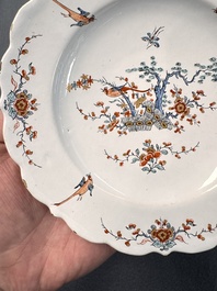 An unusual and very fine polychrome Dutch Delft Kakiemon-style lobed dish, early 18th C.