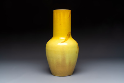 Cl&eacute;ment Massier (1844&ndash;1917): a yellow-glazed vase with floral design, monogrammed C.M., France, Golfe-Juan