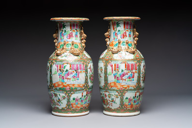 Four Chinese Canton famille rose vases with narrative design, 19th C.