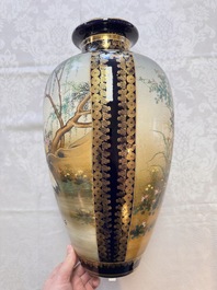 A fine pair of Japanese Satsuma 'Birds and Flowers' vases, Kinkozan 錦光山 mark, Meiji, 19th C.