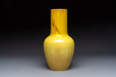 Cl&eacute;ment Massier (1844&ndash;1917): a yellow-glazed vase with floral design, monogrammed C.M., France, Golfe-Juan