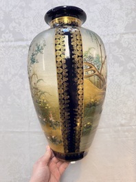 A fine pair of Japanese Satsuma 'Birds and Flowers' vases, Kinkozan 錦光山 mark, Meiji, 19th C.