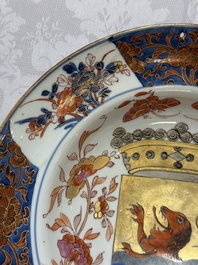 A rare intact Chinese rose-Imari 'Provinces' shaving bowl with the arms of Zeelandt, Kangxi, ca. 1720