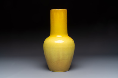 Cl&eacute;ment Massier (1844&ndash;1917): a yellow-glazed vase with floral design, monogrammed C.M., France, Golfe-Juan