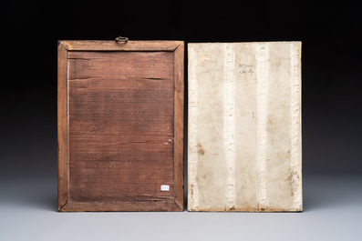 Two Chinese famille rose 'Li Bai 李白' and 'Zhou Dunyi 周敦頤' plaques, one after Wang Dafan 王大凡 and dated 1927, 20th C.