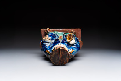 A Chinese polychrome-glazed Shiwan stoneware figure of Tudigong, a 'Shoulao' group and a 'Go Players' group, China marks, 19/20th C.