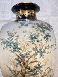 A fine pair of Japanese Satsuma 'Birds and Flowers' vases, Kinkozan 錦光山 mark, Meiji, 19th C.