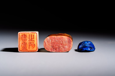 Nine Chinese hardstone carvings and bowls, including jade, 19/20th C.