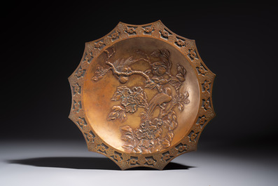 Five Japanese and Japonism bronze wares and three pieces of lacquer ware, 19/20th C.