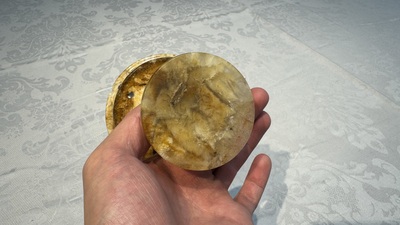 A carved English Blue John fluorspar tazza, ca. 1900