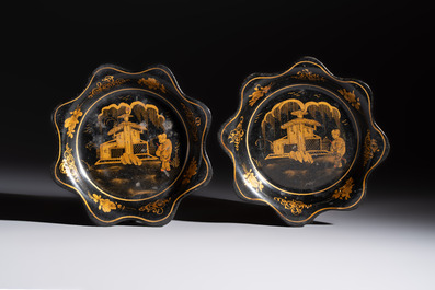 Five Japanese and Japonism bronze wares and three pieces of lacquer ware, 19/20th C.