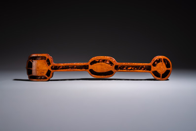A pair of Chinese jade-inset wooden table screens, a jade-inset wooden ruyi with its original stand and a jade 'bi' disc on a wooden stand, 19/20th C.