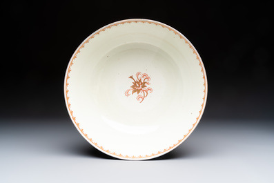 A gilt-decorated powder-blue-ground punch bowl and a pair of Imari-style jars, Samson, Paris, 19th C.