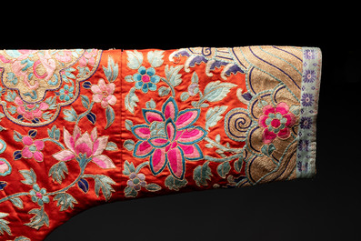 Two Chinese embroidered silk children's robes, 19th C.
