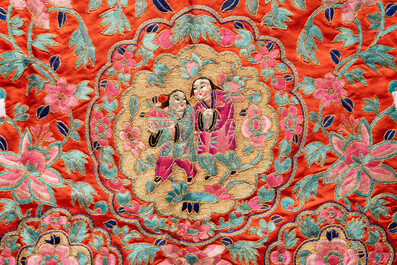 Two Chinese embroidered silk children's robes, 19th C.