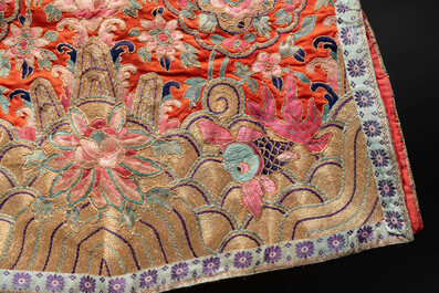Two Chinese embroidered silk children's robes, 19th C.