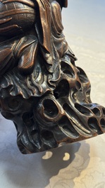 A large Chinese carved bamboo 'Hehe Erxian' group, 18th C.