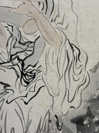 Su Liupeng 蘇六朋 (1791&ndash;1862): 'Sage Reading the Book of Changes', ink and colour on paper, 19th C.