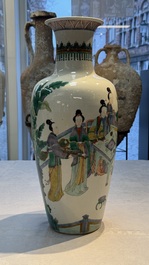 A Chinese famille verte 'Court Ladies' vase, 19th C.