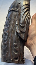 A large Chinese carved bamboo figure of Lu Xing, 19th C.