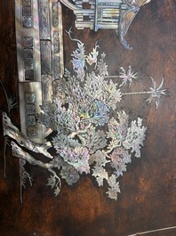 A Vietnamese mother-of-pearl-inlaid hardwood tray and a wooden plaque, 19th C.