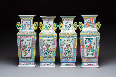 Four pairs of Chinese famille rose vases, 20th C.