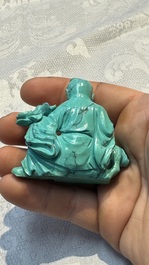 A complete set of 12 Chinese carved turquoise 'Children at Play with the Zodiac Animals' figures on wooden stands, Republic