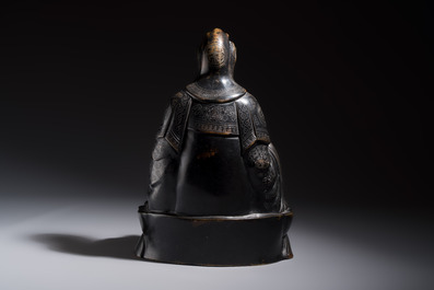 A Chinese bronze Bodhisattva seated on a lotus throne, 20th C.