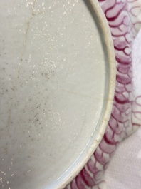 A rare pair of Chinese famille rose 'Lotus' plates, Qianlong