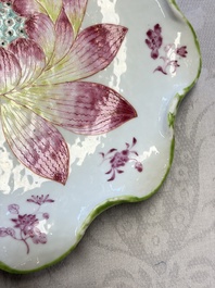 A rare pair of Chinese famille rose 'Lotus' plates, Qianlong