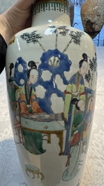 A Chinese famille verte 'Court Ladies' vase, 19th C.