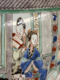 A pair of large Chinese famille verte 'Birthday Celebration of Guo Ziyi 郭子儀祝壽' baluster vases, Kangxi