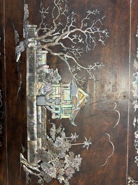 A Vietnamese mother-of-pearl-inlaid hardwood tray and a wooden plaque, 19th C.