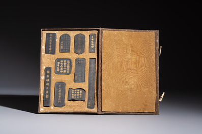 Four sets of Chinese ink cakes in their original boxes, Hu Kaiwen 胡開文 marks, 20th C.