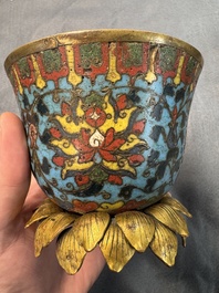 A fine Chinese cloisonn&eacute; 'Lotus Scroll' bowl, Ming